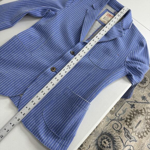 BOB Blazer Jacket Mens IT 50 Blue Striped Knit Sport Coat Made in Italy Preppy - Picture 13 of 14